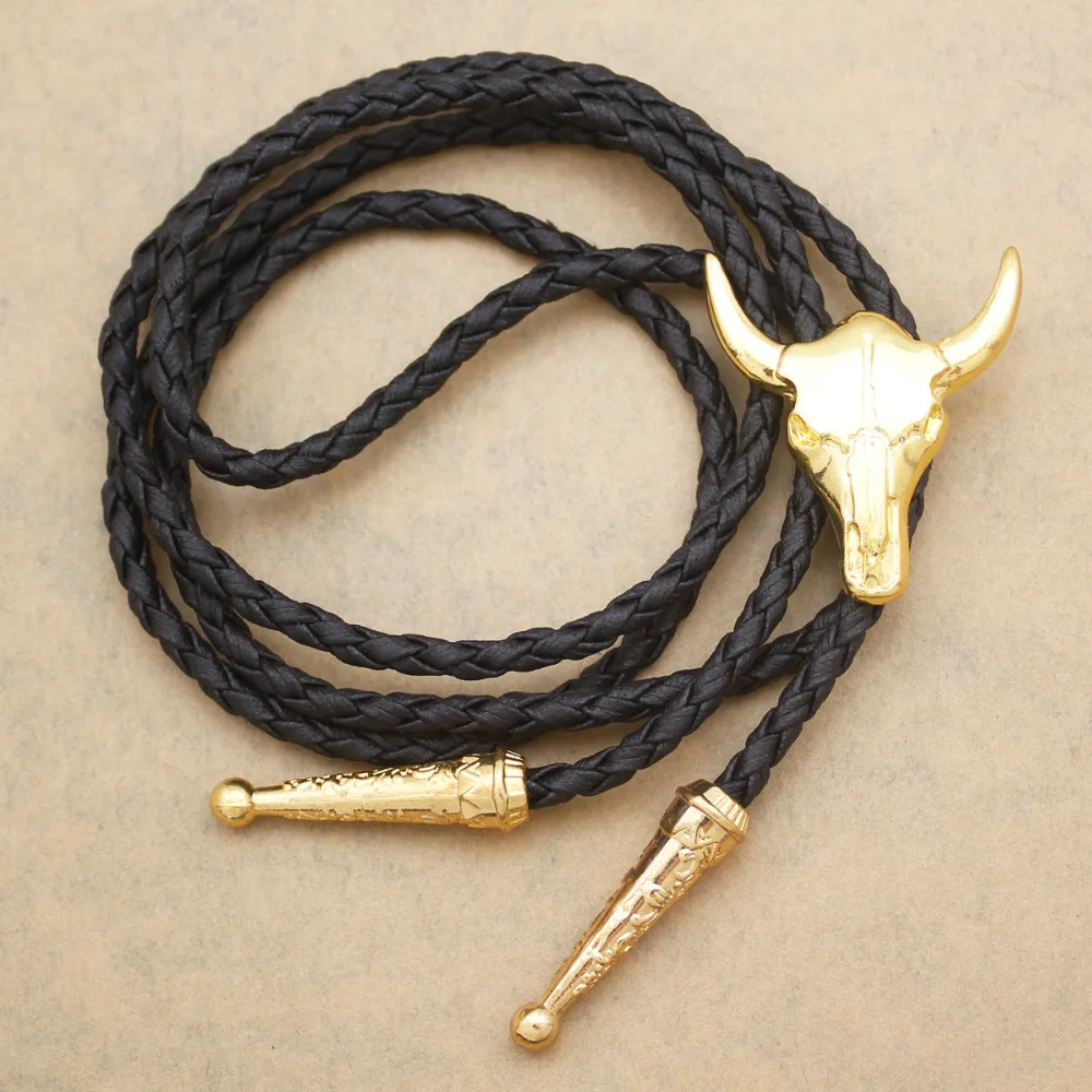 joyMerit Western Texas Longhorn Buffalo Steer Cow Skull Leather Rodeo Bolo Tie Cravate pour Hommes