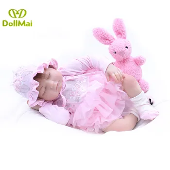 

DollMai soft silicone reborn baby dolls 50cm cotton body hair rooted bebes reborn boneca children gift toy dolls