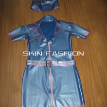 Для женщин Мода Медсестра латекс платье+ шапочка+ пояс