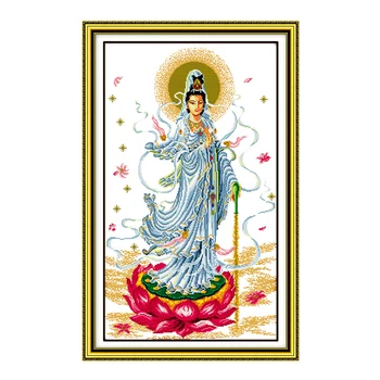 

JoySunday chinese crossstitch neeldework kits set Water-drop Kwan-yin DMC14CT11CT livingroom bedroom babyroom factory wholesale