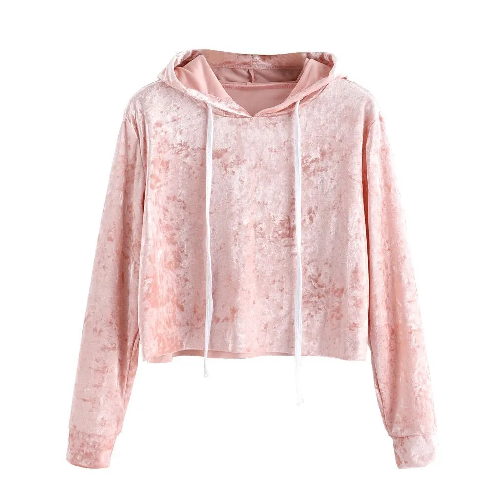 TONSEE Women Long Sleeve Hoodie Sweatshirt Jumper Hooded Pullover Velvet Tops