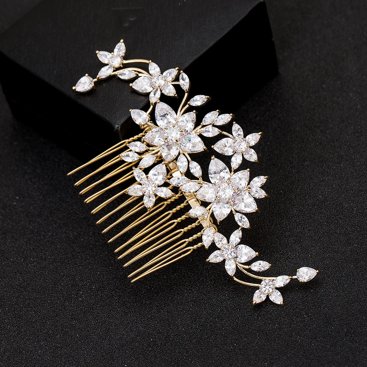 

Cubic Zirconia Hair Comb Flower Clip CZ Women Hair Jewelry For Bride Wedding Hair Accessories Pince Cheveux 11x6.5cm WIGO1081