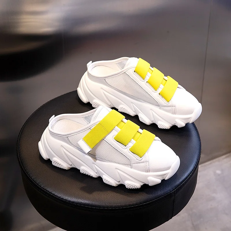 

Women Half Shoes Trend Sneakers 2019 Summer Mesh platform Slippers Casual Woman Sneakers Shoes Fashion Breathable Slippers B298