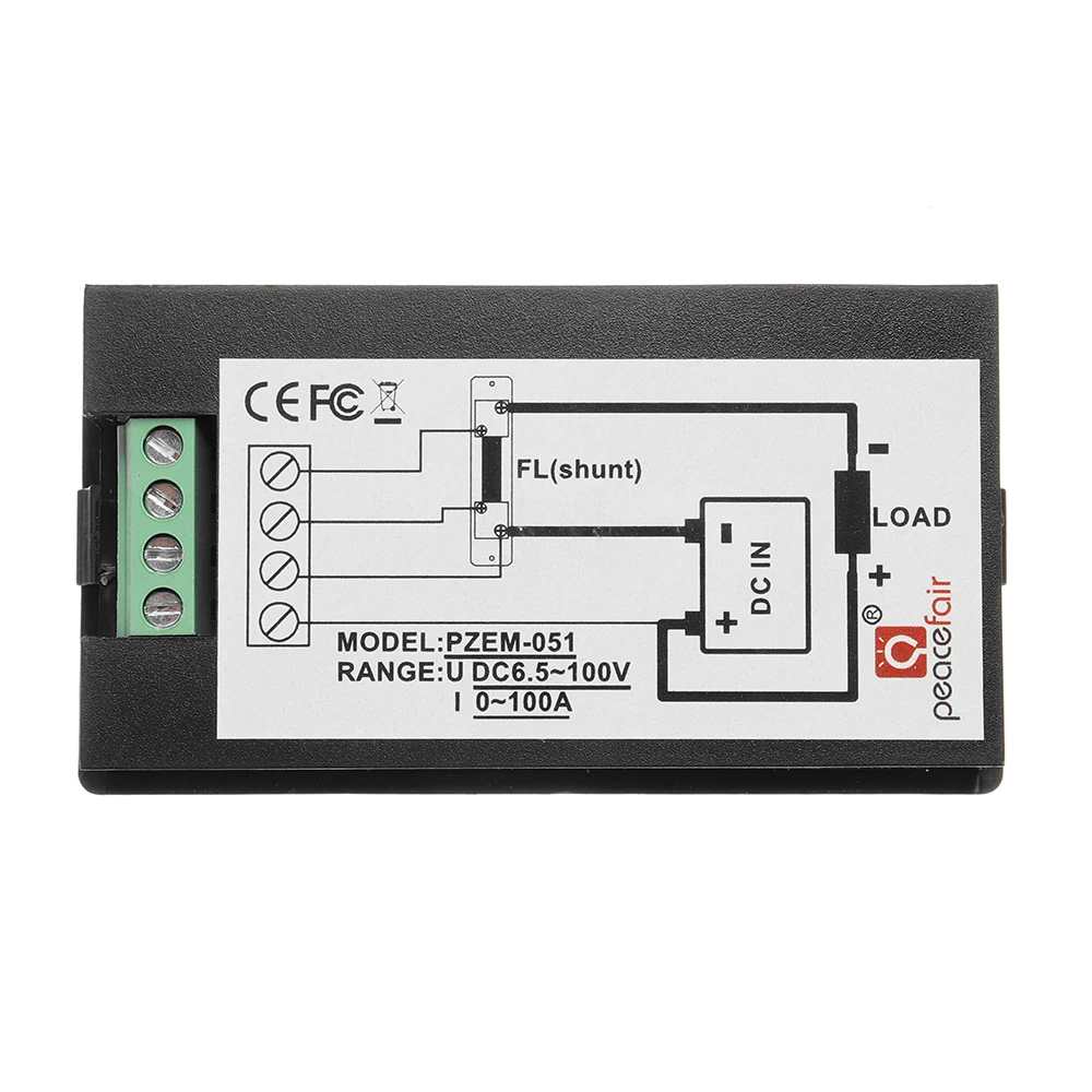 50A DC Multifunctional Digital Voltage Current Power Electric Energy Meter Battery Tester with 50A Shunt