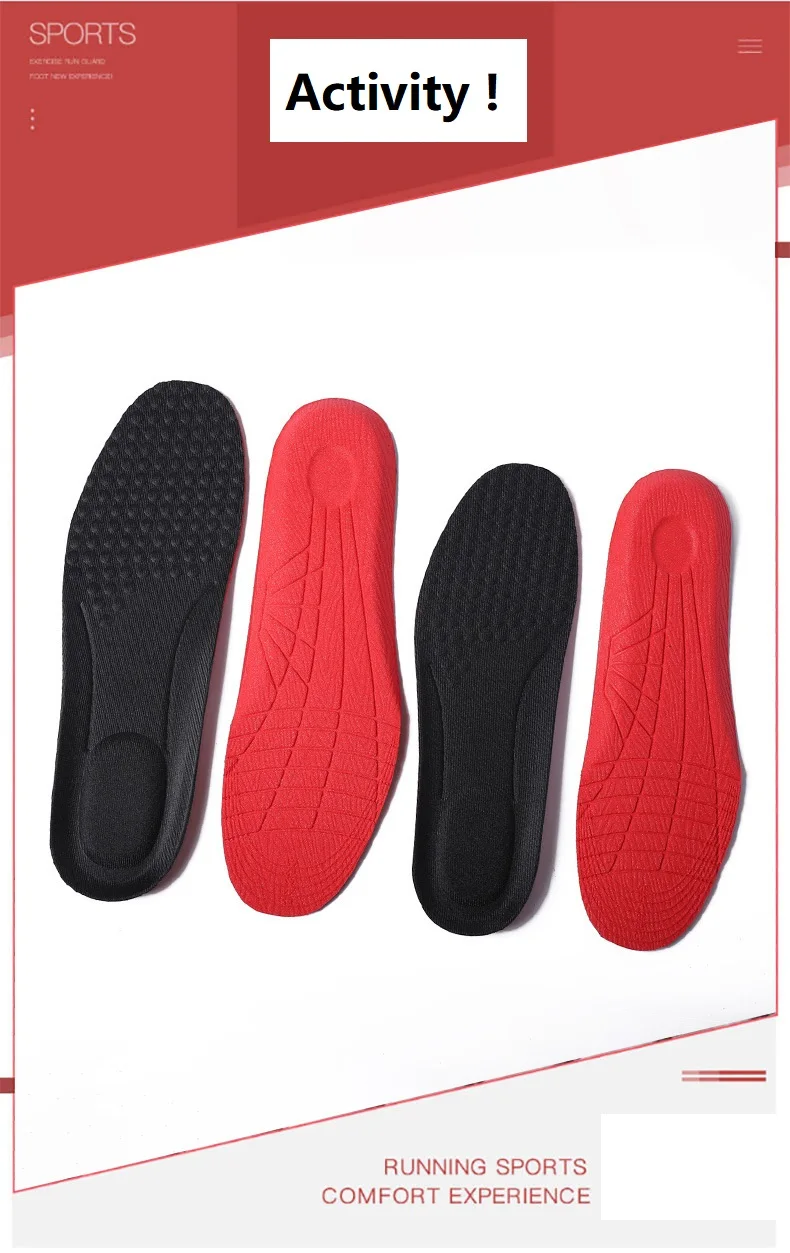 Aleafalling Soft Insoles Breathable Soft Foot Unisex Shoes Inserts Pad Shoe Gel Cool Deodorant Orthotic Train Insole 35-44