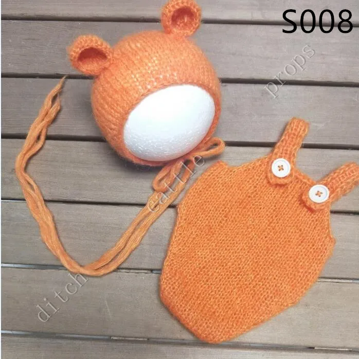 handmade mohair teddy bear hat+ shorts Newborn photography props - Color: S008