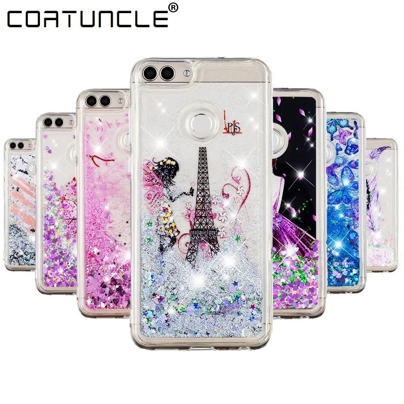 

Honor 7A Pro Case on For Funda Huawei Y6 2018 Case Liquid Glitter Soft TPU Cover Phone Cases For Coque Huawei Y6 Prime 2018 Case