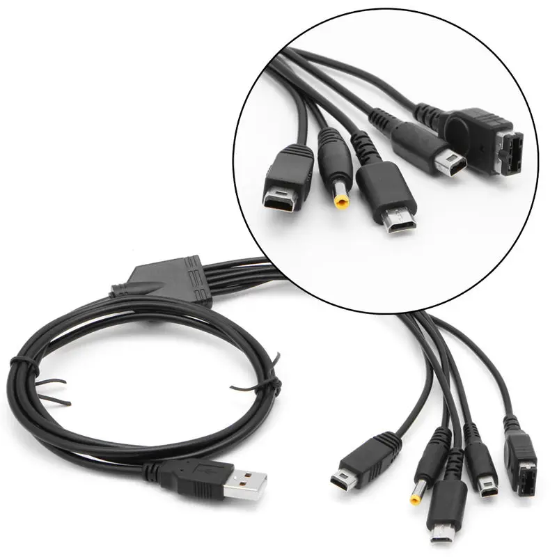 OOTDTY 5 в 1 USB кабель для зарядного устройства для Nintendo GBA SP для WII U 3DS NDSL XL DSI psp