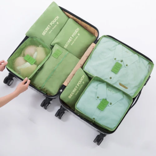 7 шт. высококачественные однотонные диванные подушки дорожный Набор из 7 из толстого водонепроницаемого материала; хранение чемоданов сумка Спальня, дорожная сумка для хранения - Цвет: green