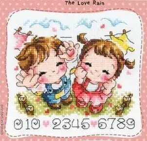Gold Collection Lovely Counted Cross Stitch Kit The Love Rain Little Boy and Girl Korean Cuties SO | Дом и сад