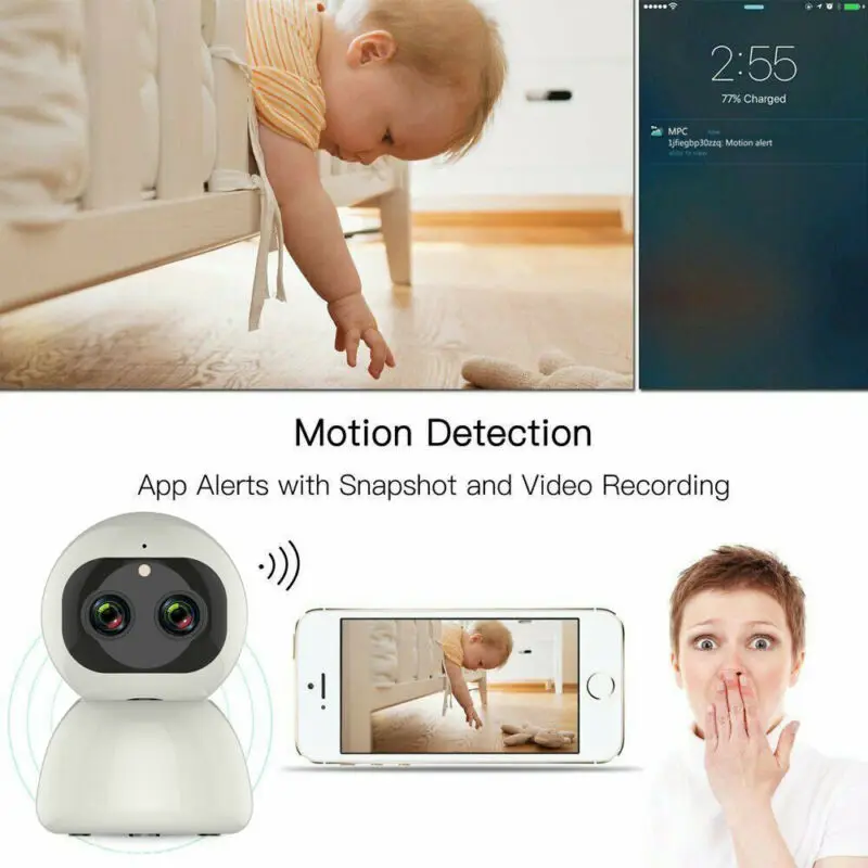  1080P HD IP di WiFi Della Macchina Fotografica Doppia Lente di Sicurezza Domestica Senza Fili Audio