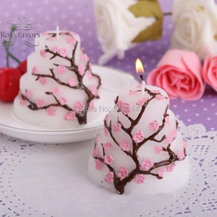 Bougie Gateau Fleur De Cerisier Rose 50 Pieces Cadeaux De Mariage Souvenir De Decoration Pour Fete Prenuptiale Livraison Gratuite Aliexpress