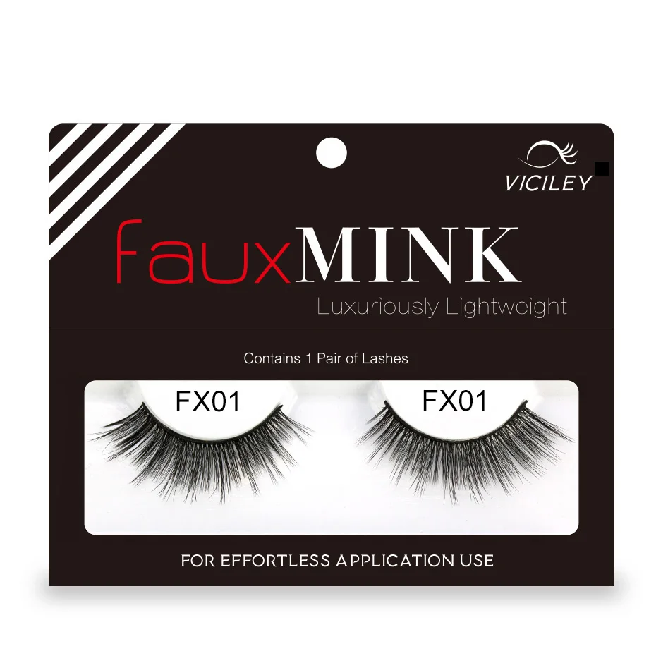 

Genailish False Eyelashes Faux Mink Eyelashes 3D Faux Mink Lashes Long lasting Full Strip Lashes 2 pec/pair FX01