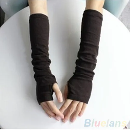 Новый Для женщин Мода Трикотажные Arm Пальцев Длинные Варежки Наручные Теплые Зимние перчатки 22D7