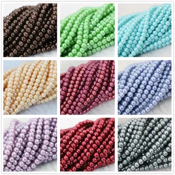 

Fashion candy colors multicolor imitation shell pearl 3mm round fashion women girls jewelry making loose beads jewelry 15"B1185