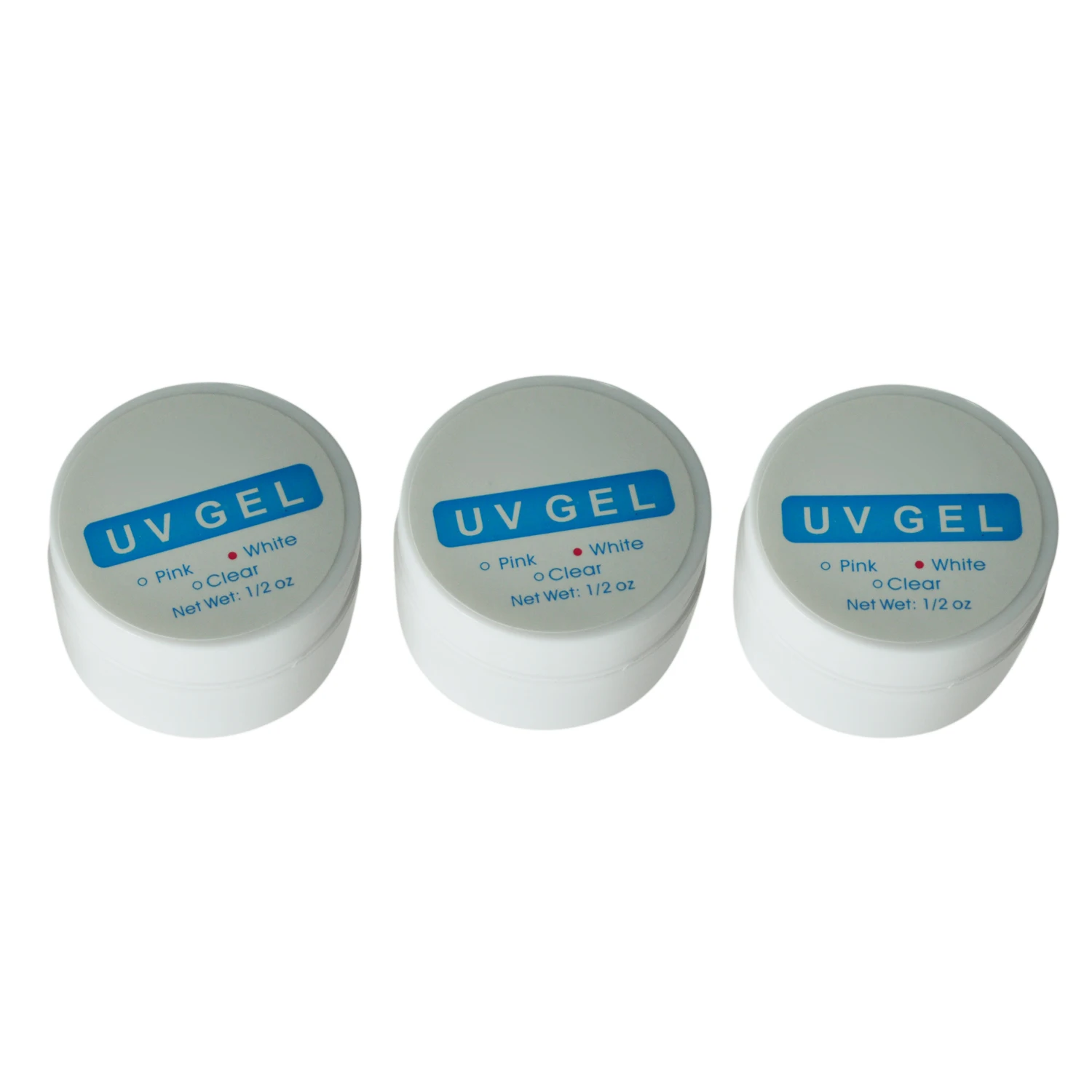 

3 Packs UV Builder Gel Nail Art Tips Glue Manicure Pink + White + Clear