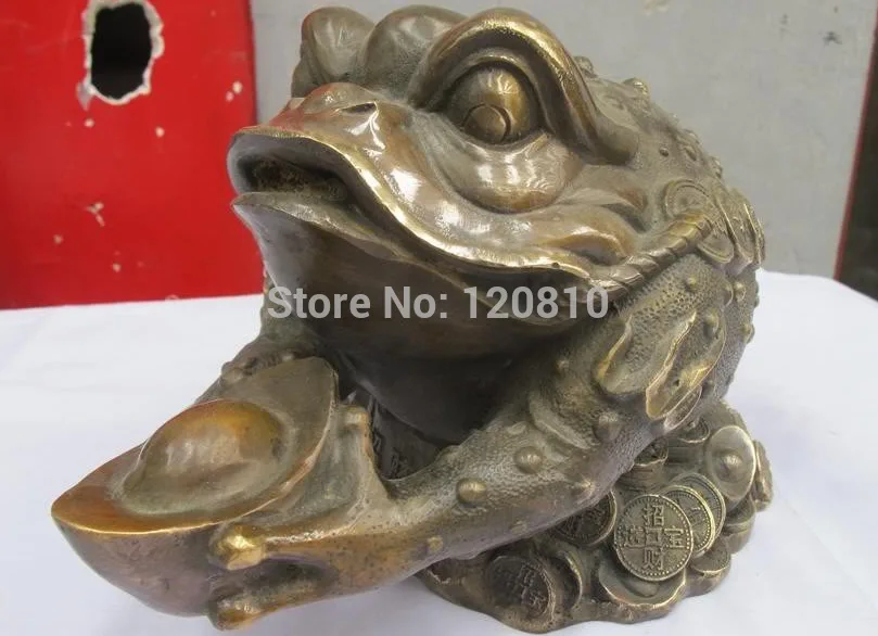 

Chinese Classical Bronze carve Wealth Money frog statue