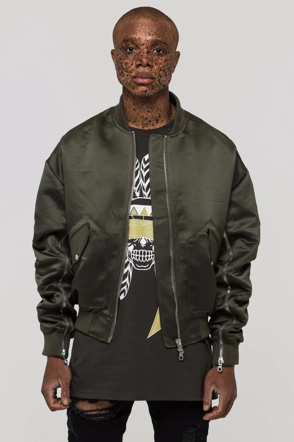 2018 winter cool new kanye west hiphop chic unisex men solid MA1 zipper