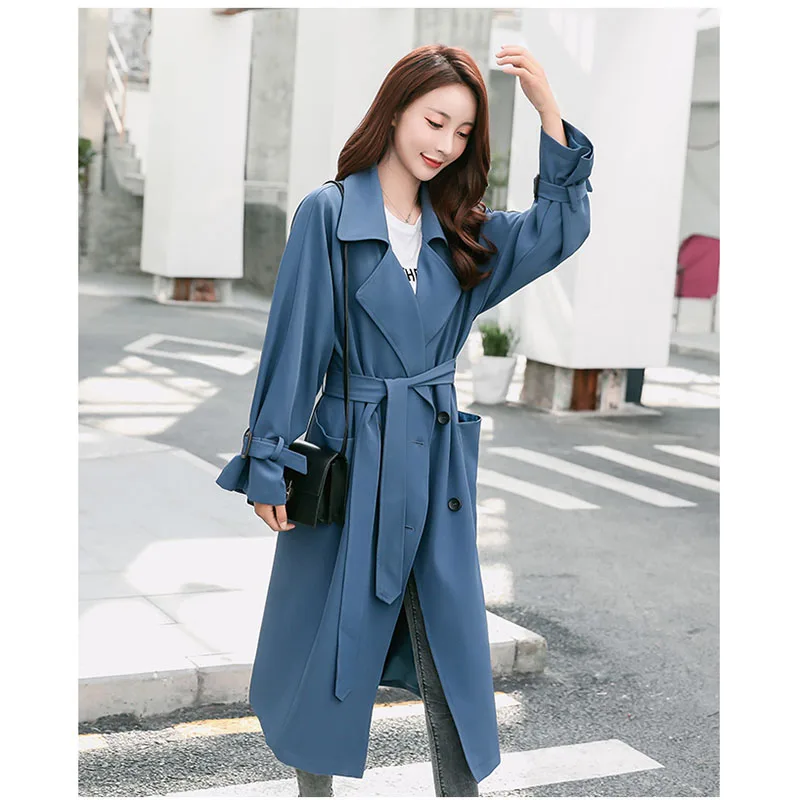 

Windbreaker female 2019 spring autumn new fashion casual chic loose ladies straight long raglan sleeve windbreaker coat fema m01