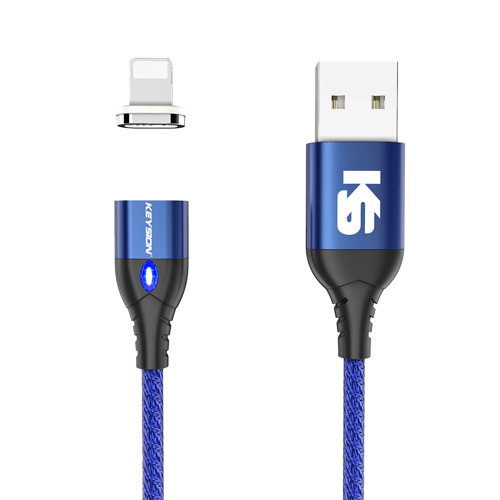 KEYSION 3A Магнитный USB кабель для iPhone Micro usb type C кабель Быстрая зарядка магнит зарядное устройство Micro usb кабель для samsung Xiaomi - Цвет: Синий