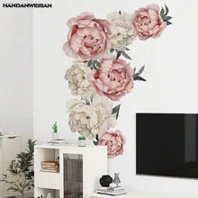 1 шт. 3D Наклейка на стену в китайском стиле с изображением пиона, розы для гостиной, спальни, 40*60 см, наклейки для комнаты, Настенные обои для украшения дома
