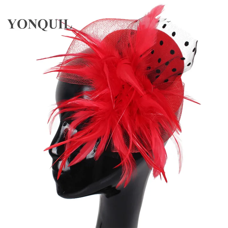 Головные уборы с перьями, хорошие Свадебные шляпы, красные коктейльные шляпы, очень красивые черные головные уборы,, 11 цветов, SYF38