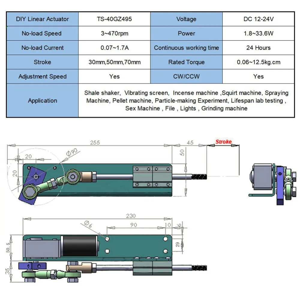 Diseño de bricolaje DC 12 V actuador lineal alternativo Motor Accidente Cerebrovascular/30/50/70mm + de alimentación de conmutación 110 V-240 V + PWM controlador de velocidad Diseño de bricolaje DC 12 V actuador lineal alternativo Motor Accidente Cerebrovascular/30/50/70mm + de alimentación de conmutación 110 V-240 V + PWM controlador de velocidad