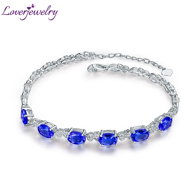 Luxury Natural Blue Tanzanite Bracelet Solid 18kt White Gold Luxury Natural Blue Tanzanite Bracelet Solid 18kt White Gold Stunning Diamond Wedding Jewelry For Wife Christmas