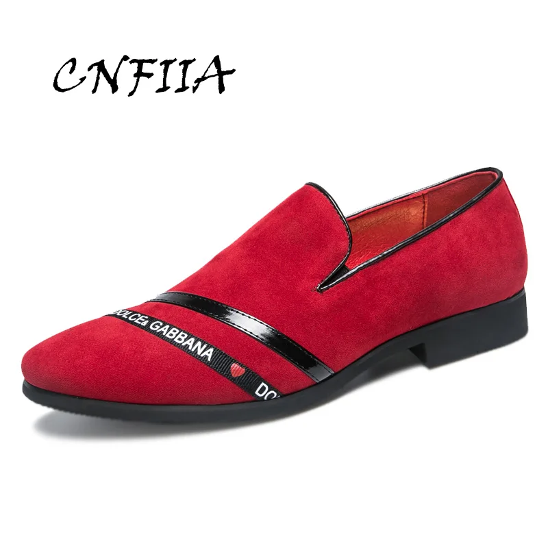 

CNFIIA Loafers Leather Shoes Casual Footwear Men Red Black Moccasins Men Shoes Luxury Brand Fashion Men Shoes 2018 Designer New