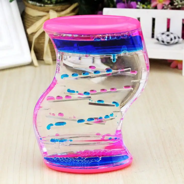 Креативная s-образная скрученная двойная скользящая капля Красивая Талия креативная масляная капля детская игрушка песочные часы таймер подарок на день рождения - Цвет: Pink