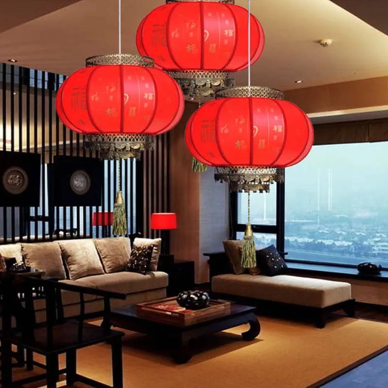 Chinese lanterns red pendant light antique E27 led lights hotel lamp living room lights restaurant Pendant Lights