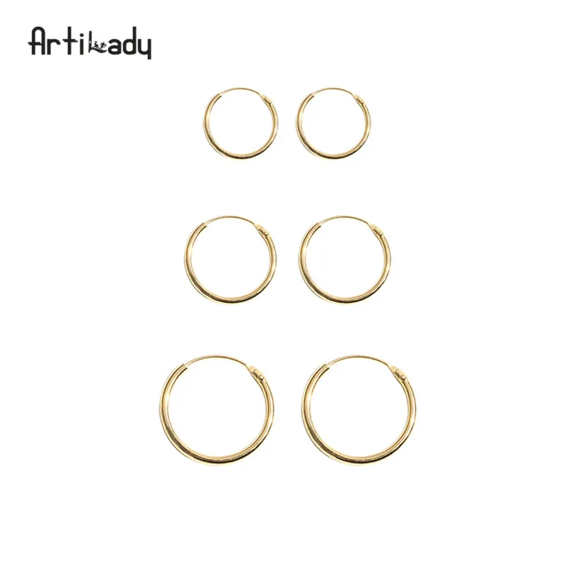 Серьги, Надеваемые На ушной хрящ набор серег-колец маленькая серьга-кольцо для женщин 3 пары набор ювелирных изделий подарок - Окраска металла: Золотой цвет