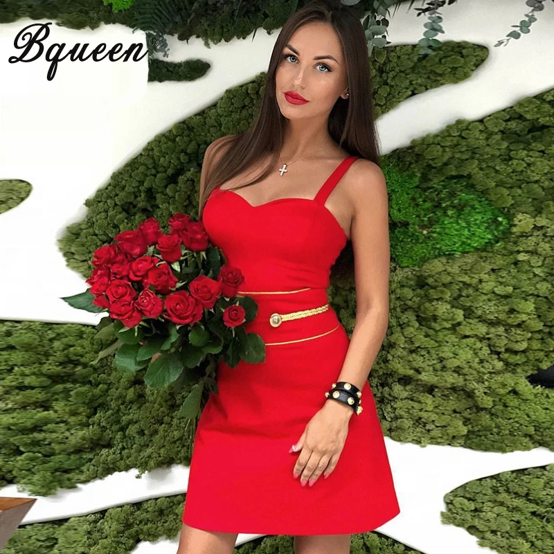 Женское вечернее платье Bqueen облегающее мини на бретельках с v образным вырезом и