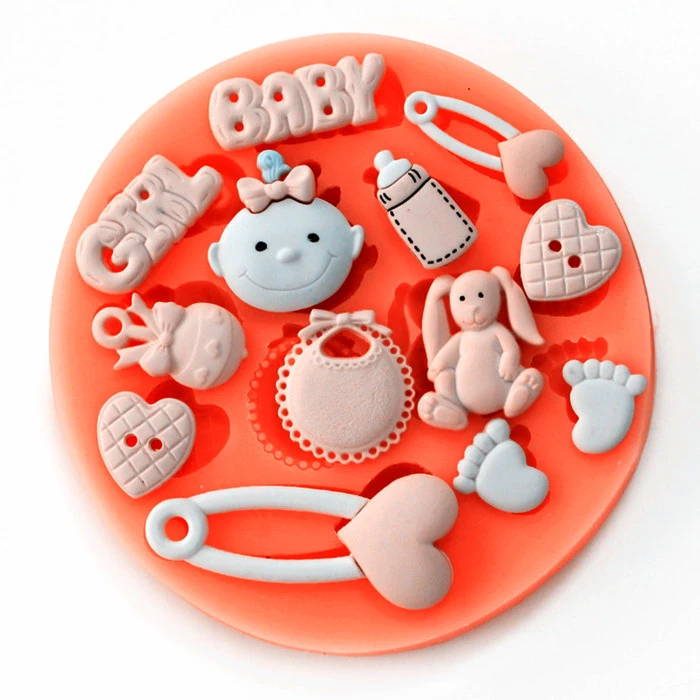 

Free shipping 3D baby rabbit cooking tools fondant DIY cake silicone moulds chocolate baking decoration candy Resin craft