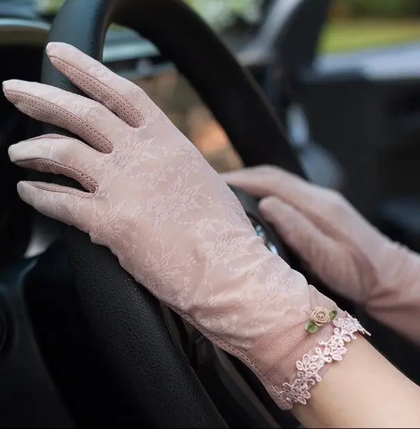 

Women's spring and summer sunscreen driving gloves lady's summer thin slip-proof sexy lace glove R354