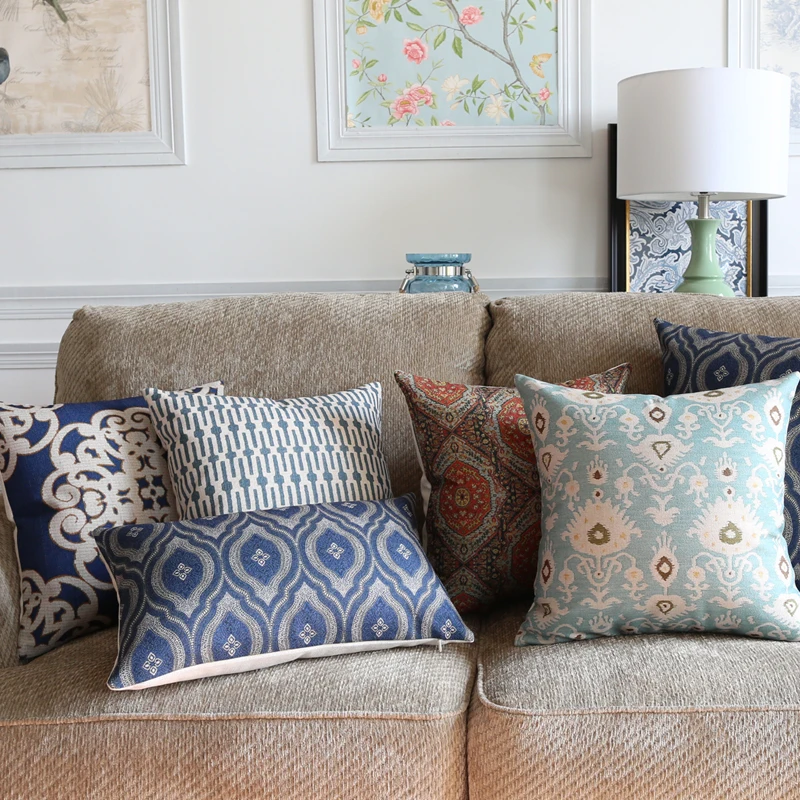 

Linen Pillow Cover Cushion Cover Mediterranean style Home Decorative Pillow Case 45x45cm