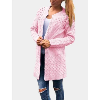 

Women Cardigan New Sweaters Pearl Beading Fashion Streetwear 2018 Autumn Winter Outerwear WS9328Y