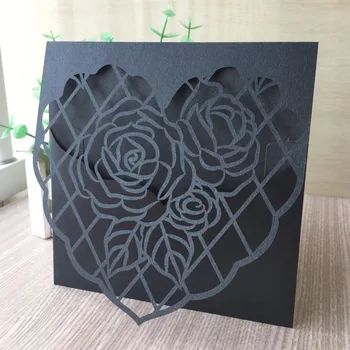 

50PCs Laser Cut heart Flower Pattern Pocket Wedding Invitations card Elegant Greeting Birthday Festival Party Invitation Cards
