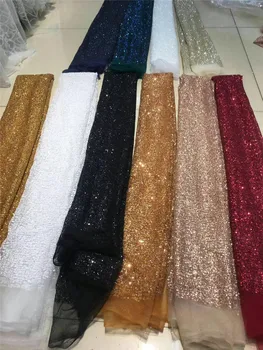 

Beautiful dot design sparkle BZL-102514 print glued glitter powder tulle mesh lace fabric