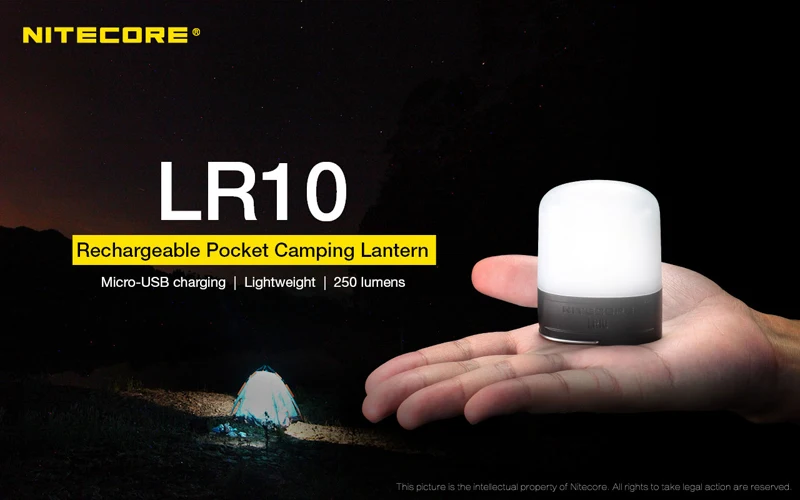 Nitecore LR10 250 люмен микро-USB Перезаряжаемый Карманный фонарь для кемпинга встроенный литий-ионный аккумулятор 1200 мАч