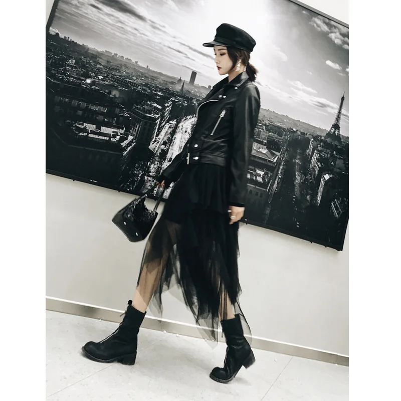 

Hot Hemiskirt Spring Autumn 2019 New Korean Version Medium-long High Waist Irregular Mesh Gauze A Skirt Long Skirts for Women