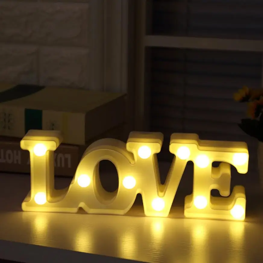Любовь Алфавит светильник s светодиодный светильник белого цвета со Пластик буквы стоящий, подвесной ночной Светильник F22