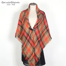 2017 Women Blanket Oversize Tartan Scarf Wrap Showl Plaid Cozy Checked Pashmina scarf luxury brand