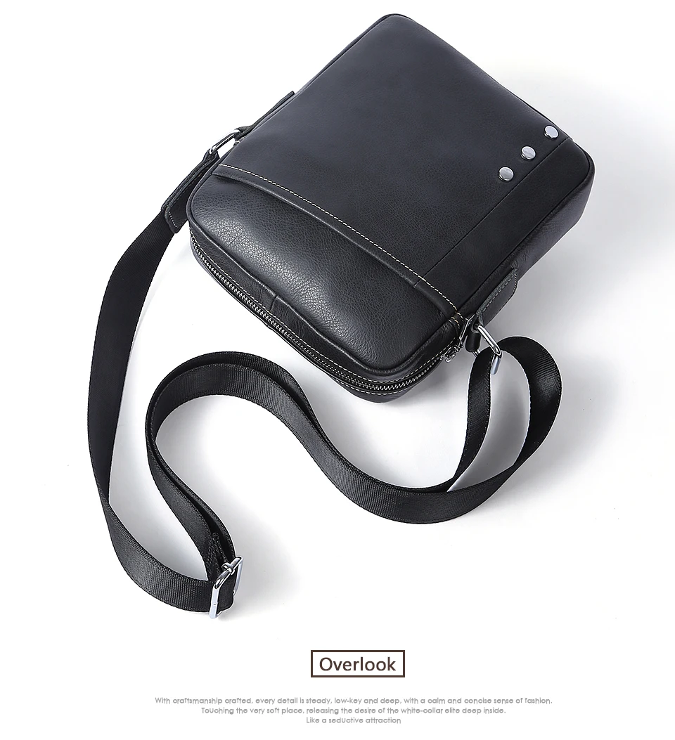 Black Leather Shoulder Bag Male Genuine Leather Men Bags Casual Crossbody Bags (15)