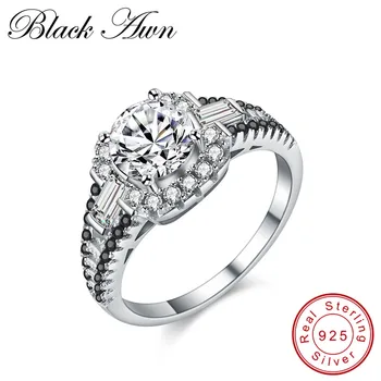

BLACK AWN 2019 New 925 Sterling Silver Jewelry Trendy Wedding Rings for Women Engagement Ring Femme Bijoux Bague C150
