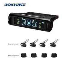 AOSHIKE система давления в автомобильных шинах TPMS цифровой ЖК-дисплей Солнечный или USB автомобильный беспроводной 4 внешних внутренних датчика Температурная сигнализация