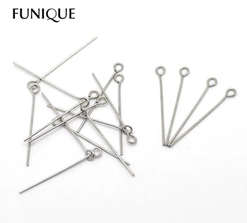 

FUNIQUE 500PCs Silver Tone Stainless Steel Eye Pins 3cm x 0.7mm(21 gauge) Diy Findings