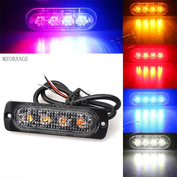 

Amber Red Blue White 12V 4 Led Police Strobe Warning Light Truck Car Beacon Lamp Grille Flashing Light bar Traffic light