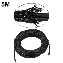 Uxcell 1 шт. ПЭТ плетеные Sleeving 5 м/16.4ft расширяемый кабель Обёрточная бумага 2 мм Диаметр провода Оболочка Черный изоляции корпус Лидер продаж