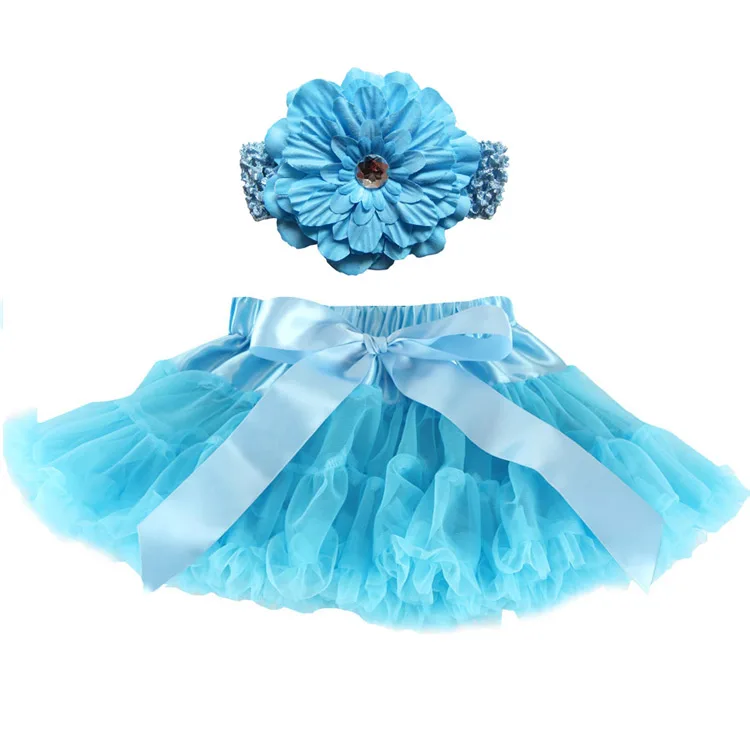 Для маленьких девочек; детская юбка-пачка юбки Pettiskirt с оголовье, Набор для свадебнных церемоний вечерние свадебные Танцы на день рождения пачка для девочки юбка-пачка для малышей - Цвет: Light Blue